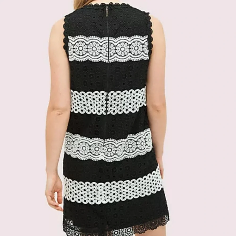 kate spade Black and White Lace Stripe Sleeveless Dress